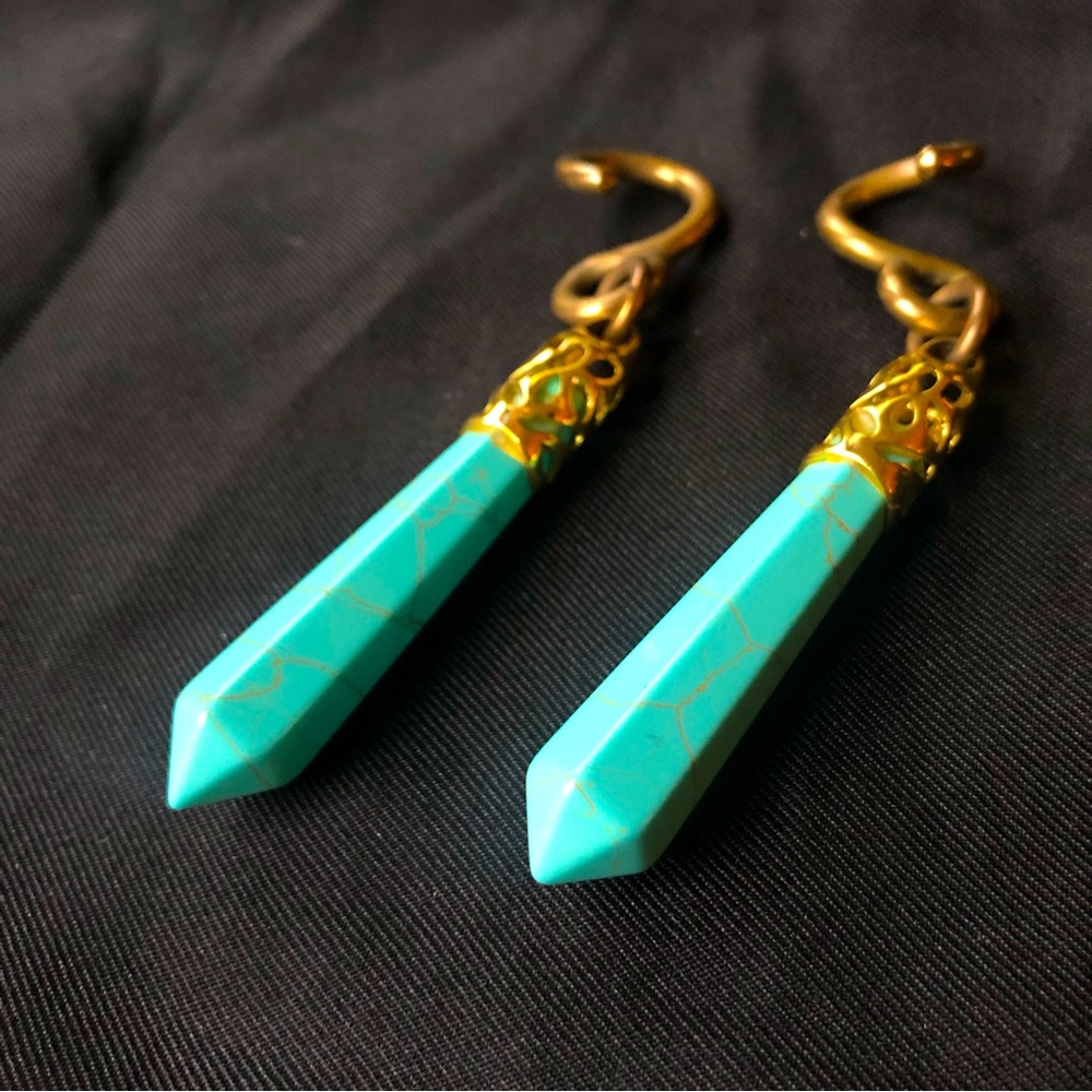 Turquoise Pendants Brass Weights for Stretched Lobes